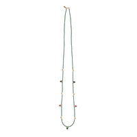 Long Malachite Necklace With Gemstone Triangles - MALACHITE/BLUE SAPPHIRE/RUBY/GOLD
