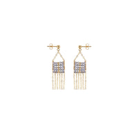 XS Beaded Pendant Tanzanite Earrings With Chain Tassels - TANZANITE/GOLD
