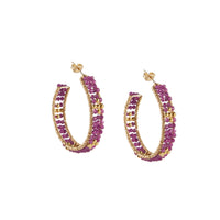 Large Ruby Huggie Earrings - RUBY/GOLD