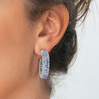 Silver Medium Tanzanite Huggies - TANZANITE/SILVER