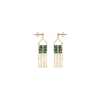 XS Pendant Malachite Earrings With Chain Tassels - MALACHITE/GOLD