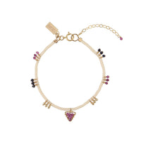 Beaded Bracelet With Color Gemstone Blocks And Triangle - BLUE SAPPHIRE/MALACHITE/RUBY