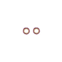 Mini Circle Ruby Earrings - RUBY/GOLD