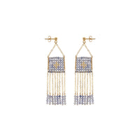 Tanzanite Pendant Earrings With Chain And Bars - TANZANITE/GOLD