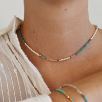 Utulivu Turquoise Beaded Necklace - PEARL/TAUPE/ROSE GOLD/TURQUOISE/TRANSLUSCENT PINK/HONEY