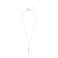 Long Drop Ruby Pearl Necklace - RUBY/PEARL/GOLD