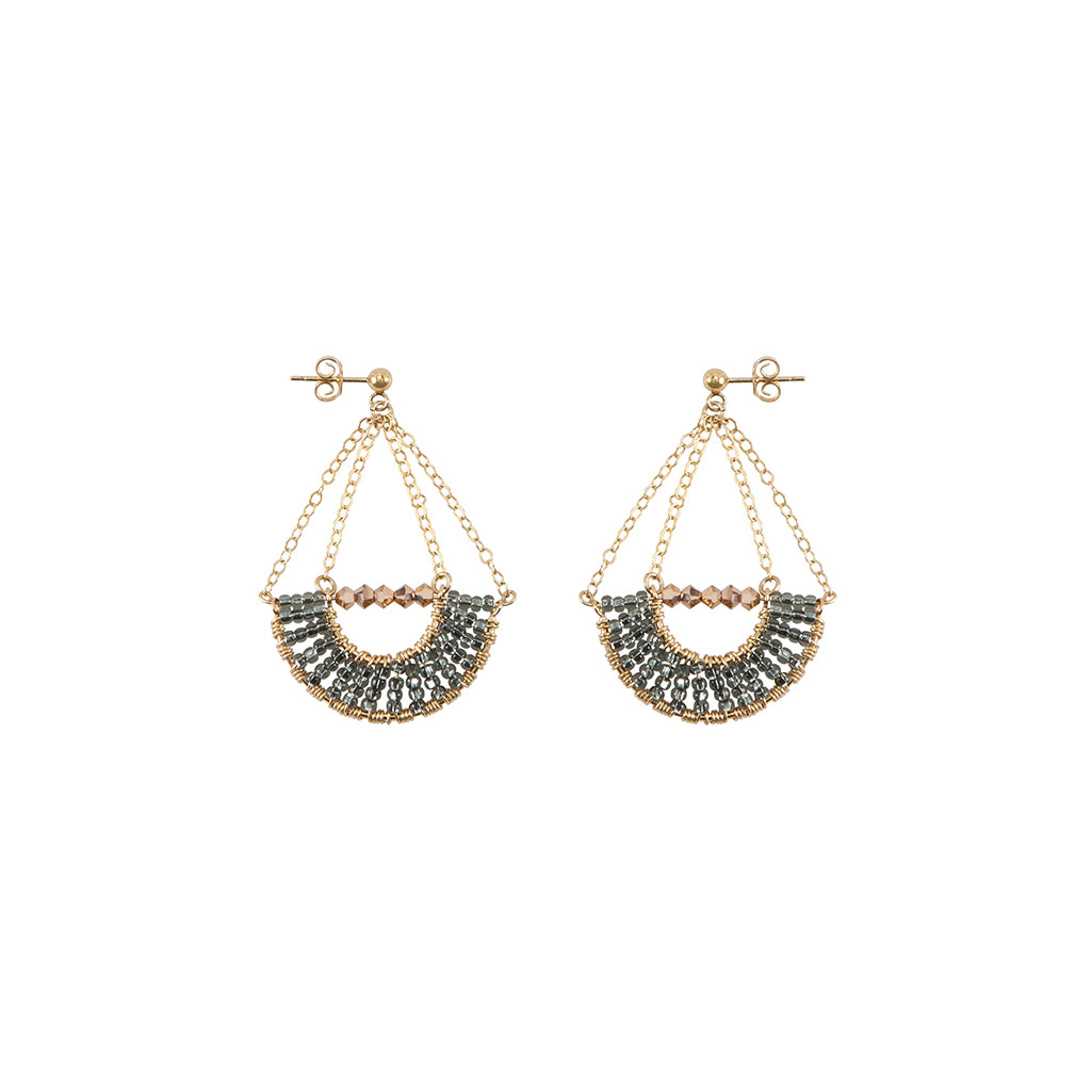 Olakira Half Moon Earrings - SHINY GRAPHITE/GOLD