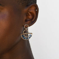 Olakira Half Moon Earrings - BLUE/ ROSE GOLD