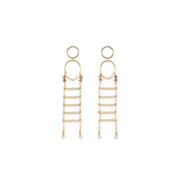 Ladder Pendant Earrings - PINK/HONEY/ROSE GOLD
