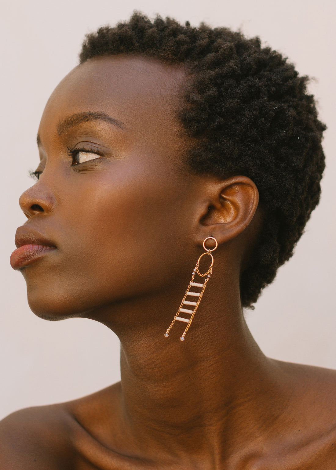 Ladder Pendant Earrings - PINK/HONEY/ROSE GOLD