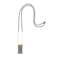Long V Olakira Necklace - SHINY GRAPHITE/GOLD/BLACK MOTTLE