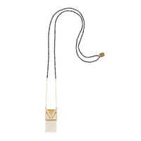 Long V Olakira Necklace - PEARL/GOLD/BLACK MOTTLE