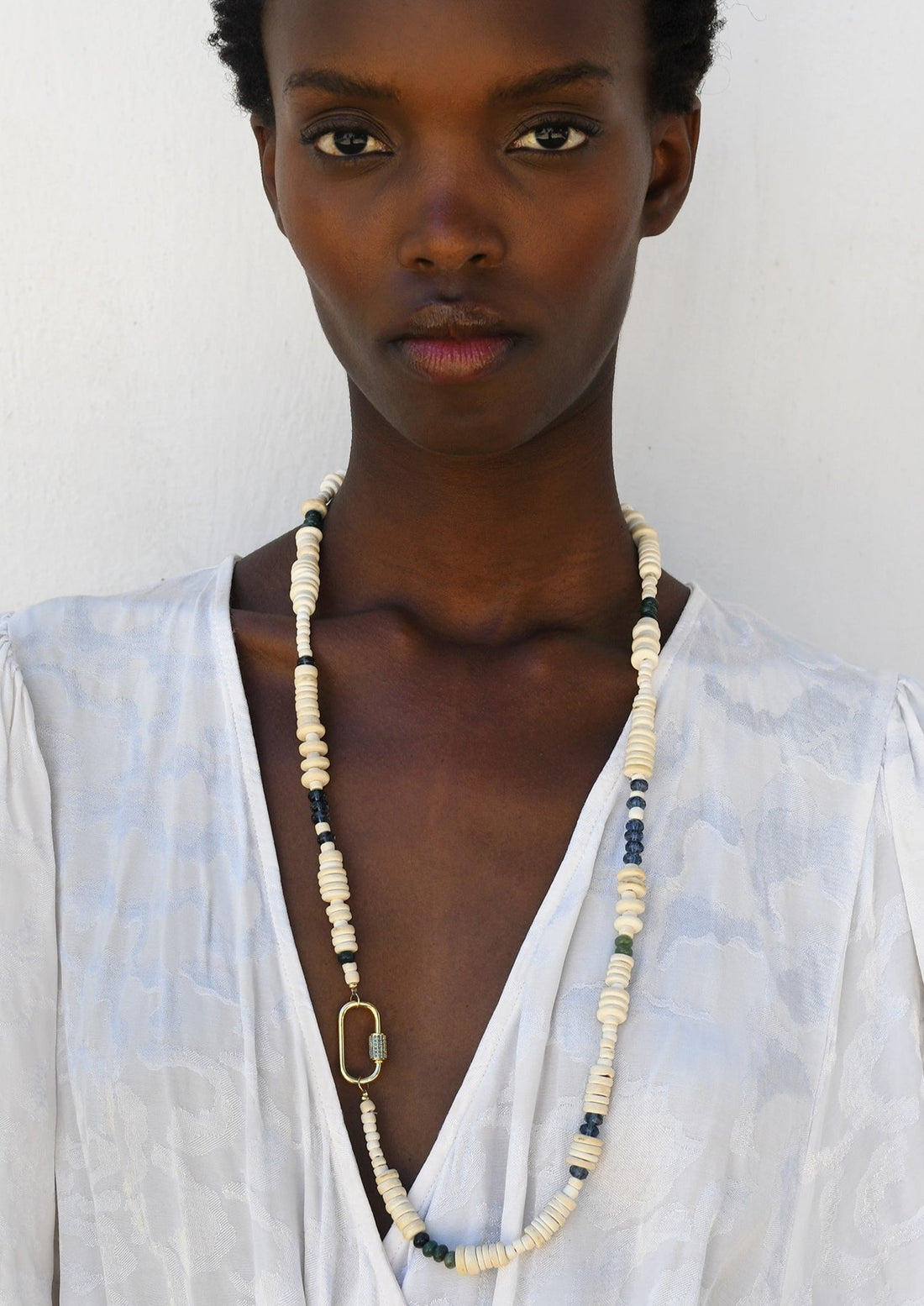 Long Origin Wrap Necklace - WHITE/IVORY/BLUE/GREENS