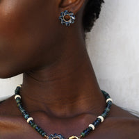 Crystal Flower Origin Necklace - IVORY/BLUE/GREENS
