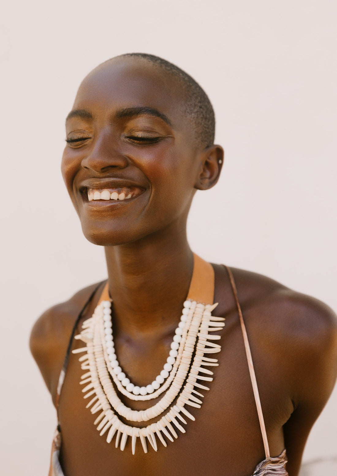 Leather Origin Necklace - WHITE/IVORY