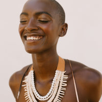 Leather Origin Necklace - WHITE/IVORY