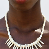 Short Wooden Origin Necklace - WHITE/IVORY