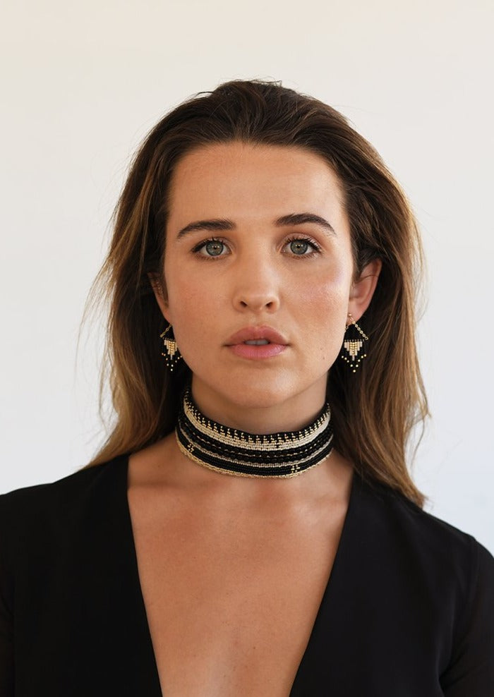 Deco Earrings - BLACK/PINK/GOLD