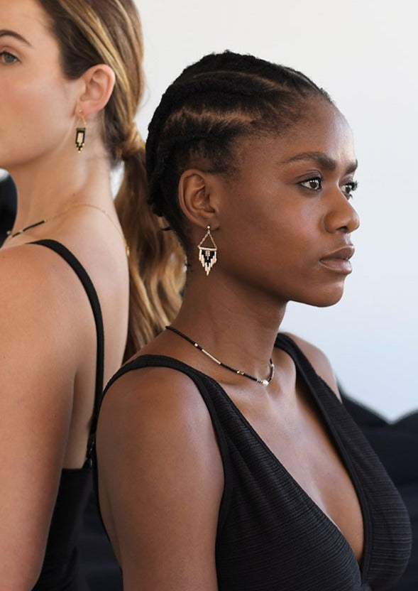 Deco Earrings - PINK/BURGUNDY/GOLD