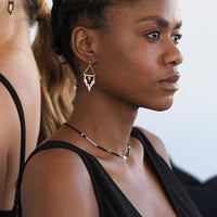 Zebra Pearl Crystal Necklace - BLACK/PINK/TAUPE