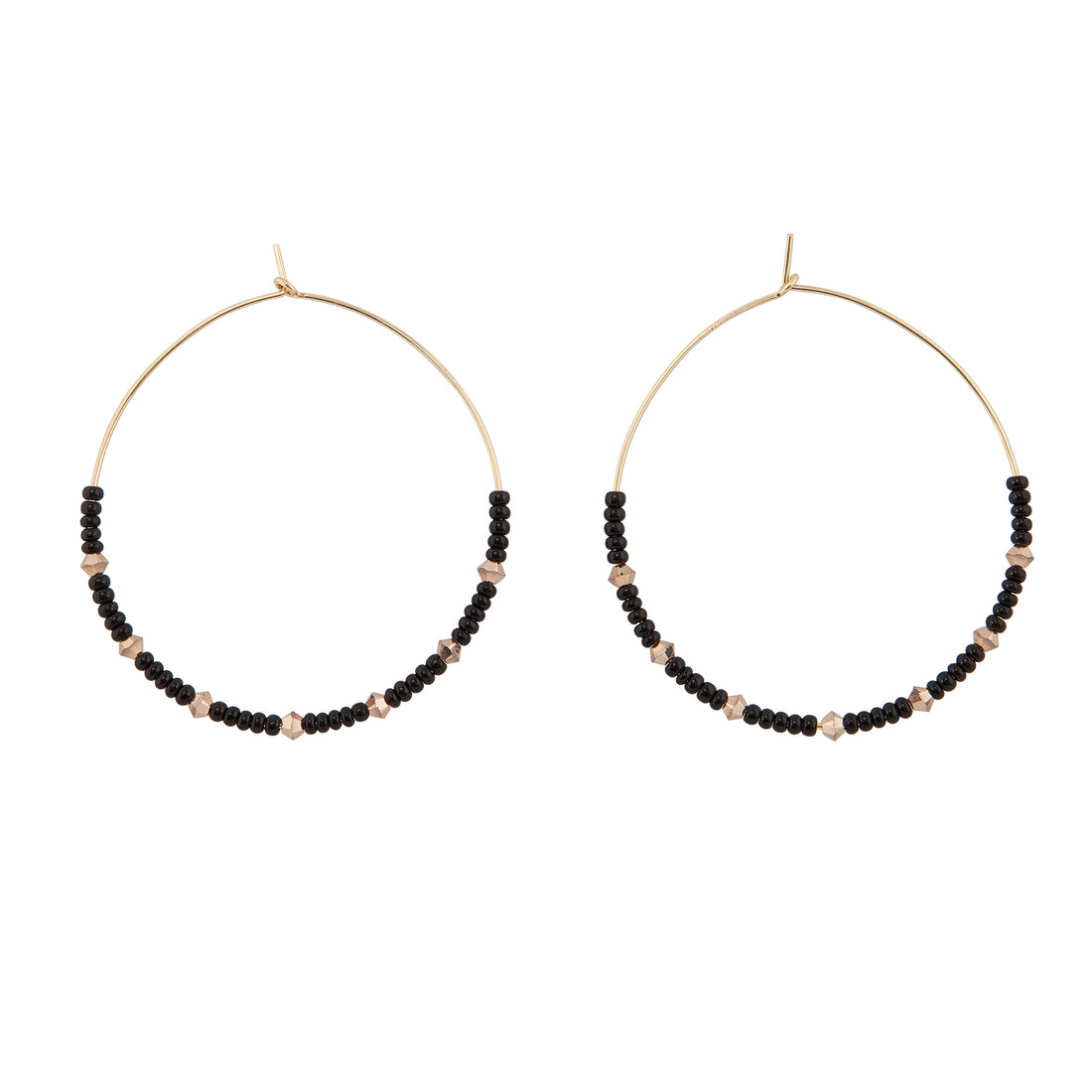 Large Crystal Hoops - BLACK
