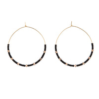 Large Crystal Hoops - BLACK