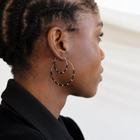 Small Crystal Hoops - BLACK