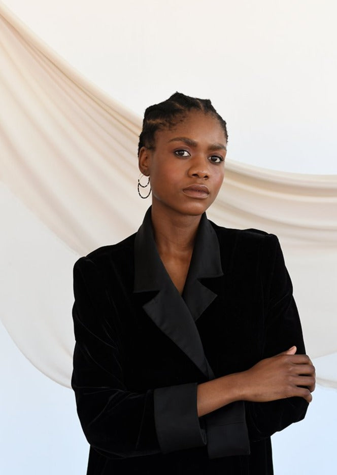 Small Crystal Hoops - BLACK