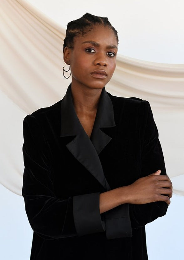 Large Crystal Hoops - BLACK