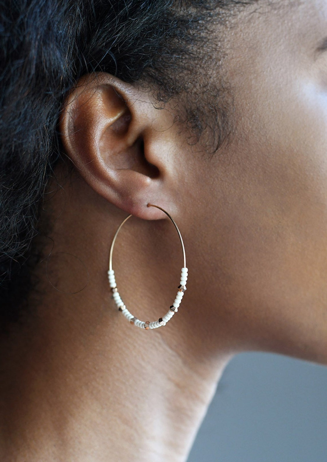 Large Crystal Hoops - PEARL
