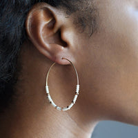 Large Crystal Hoops - PEARL
