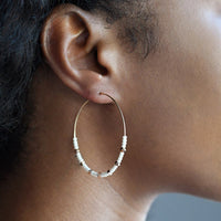 Large Crystal Hoops - PEARL