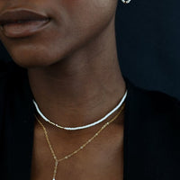 Long Drop Pearl & Crystal Chain Necklace - PEARL