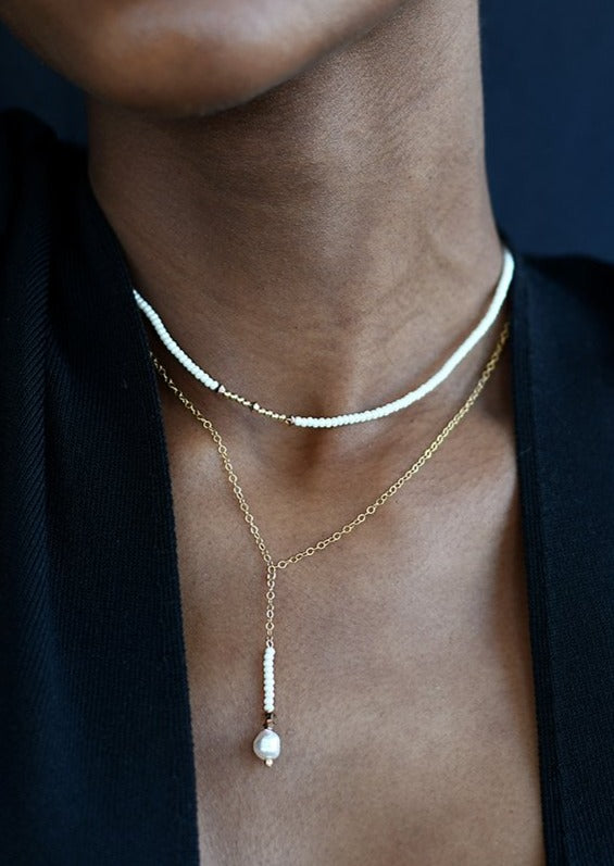 Endito Crystal Necklace - SHINY AUBERGINE/GOLD