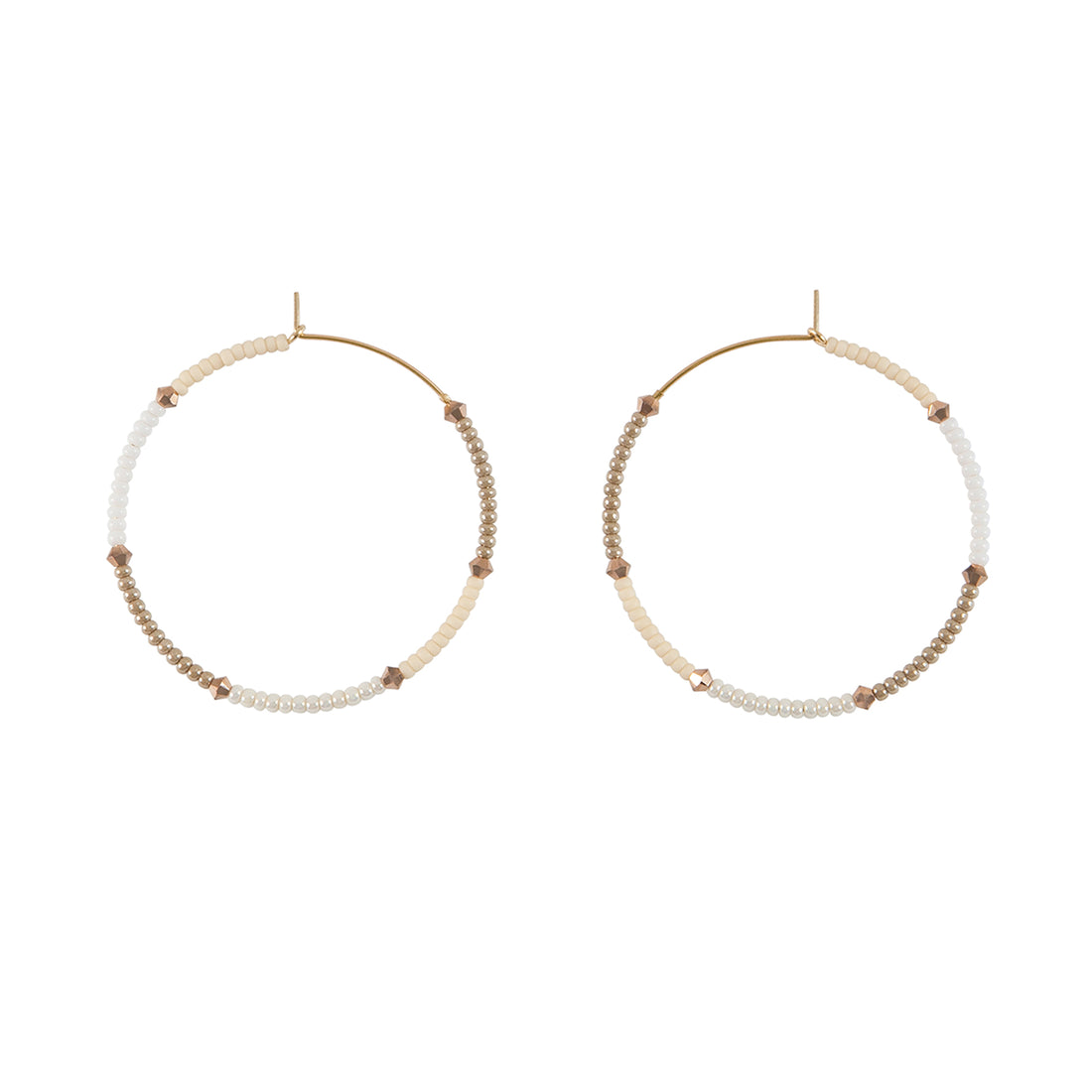 Large Hoop Earrings - TAUPE/PEARL/PINK/ROSE GOLD