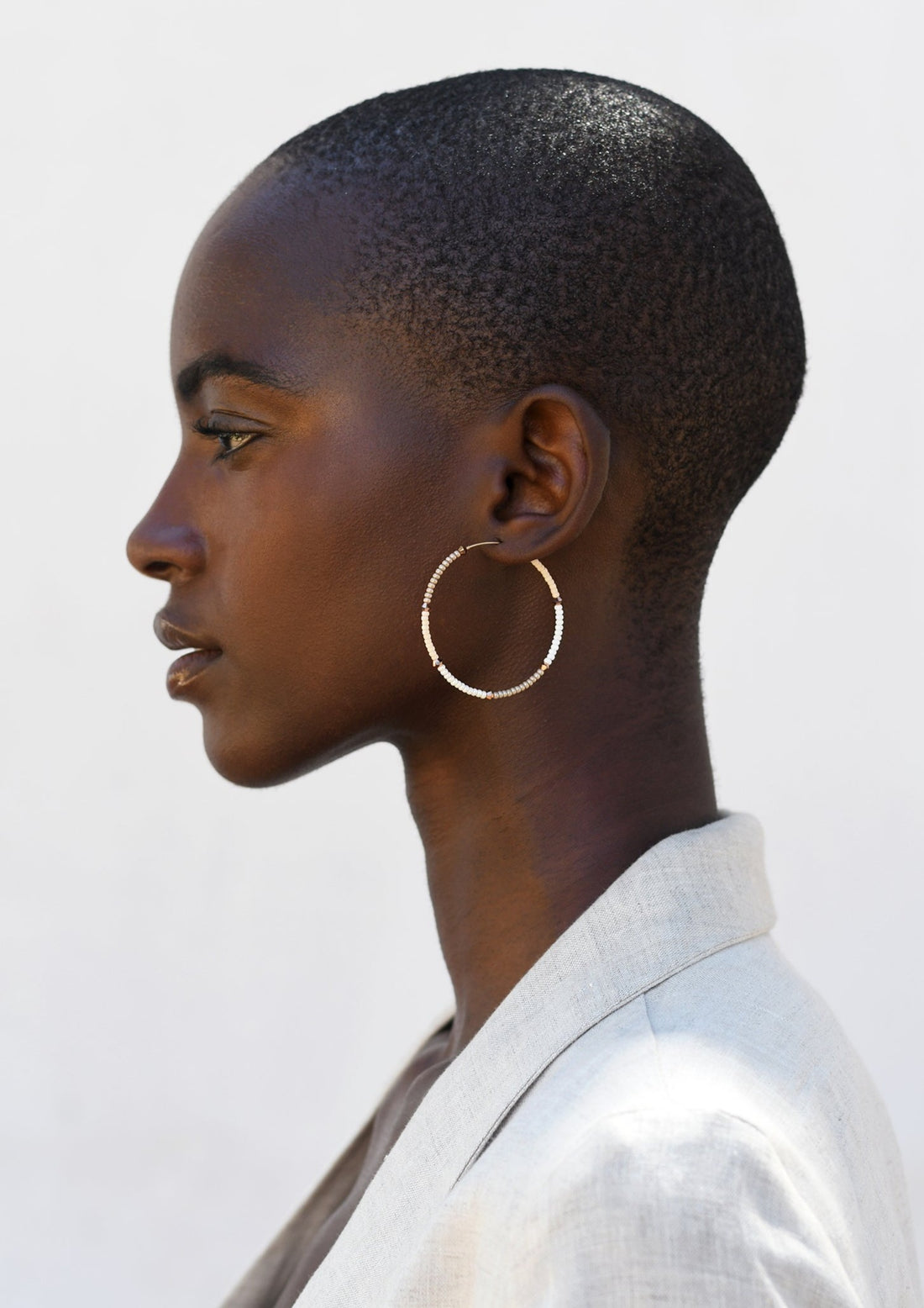 Large Hoop Earrings - TAUPE/PEARL/PINK/ROSE GOLD