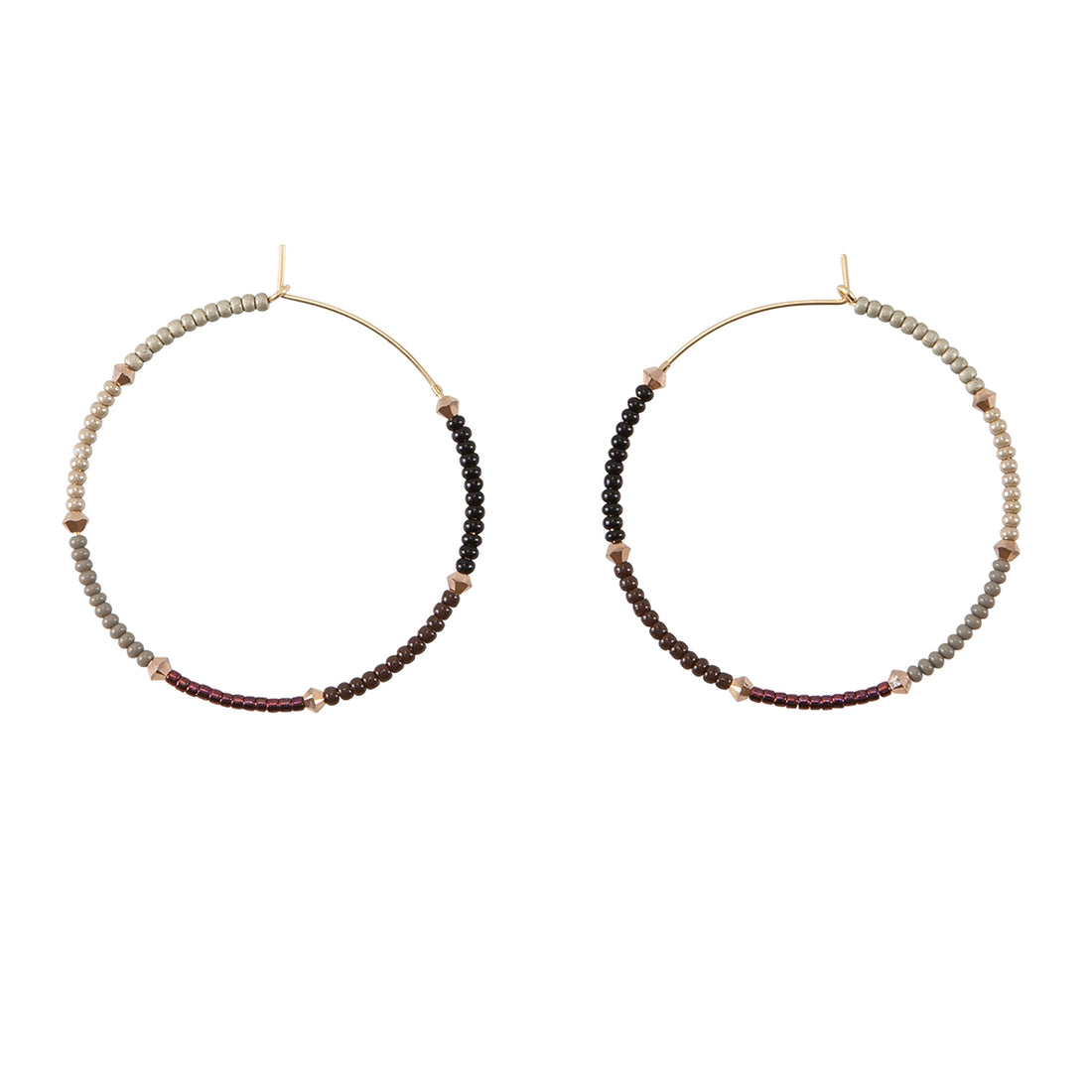 Large Hoop Earrings - TAUPE/BLACK/METALLIC RASPBERRY/MATTE LIGHT PEWTER