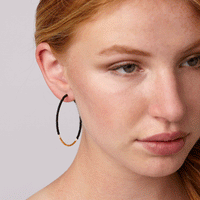 Large Hoop Earrings - BLACK/CREAM/GOLD