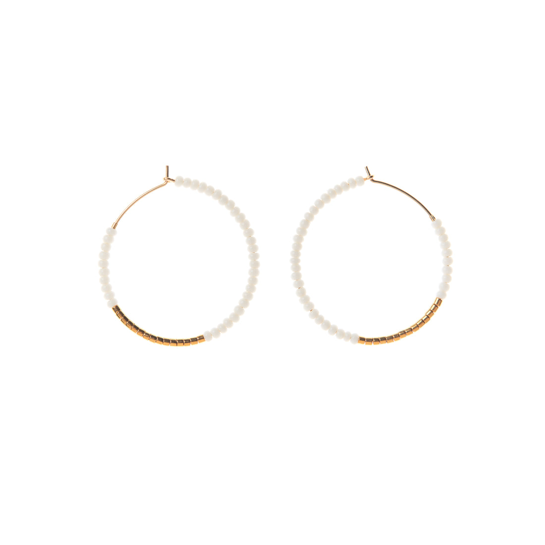 Small Hoop Earrings - WHITE/GOLD