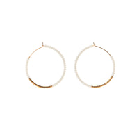 Small Hoop Earrings - WHITE/GOLD