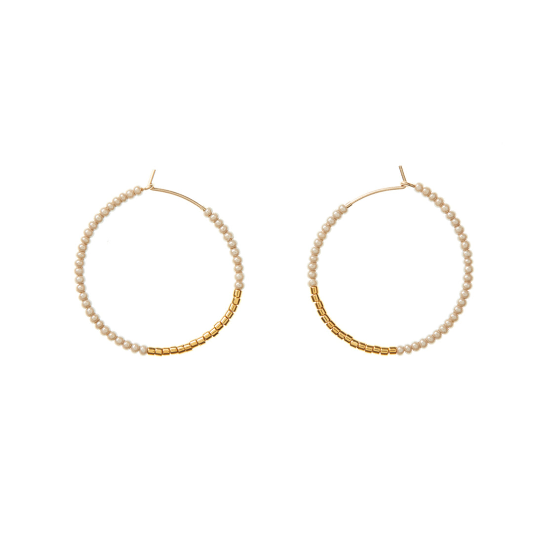 Small Hoop Earrings - TAUPE/GOLD