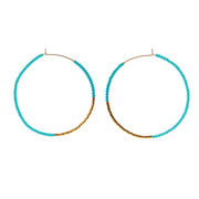 Large Hoop Earrings - TURQUOISE/GOLD