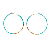 Large Hoop Earrings - TURQUOISE/GOLD