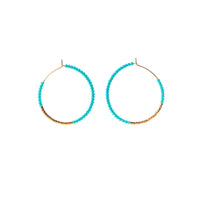 Small Hoop Earrings - TURQUOISE/GOLD