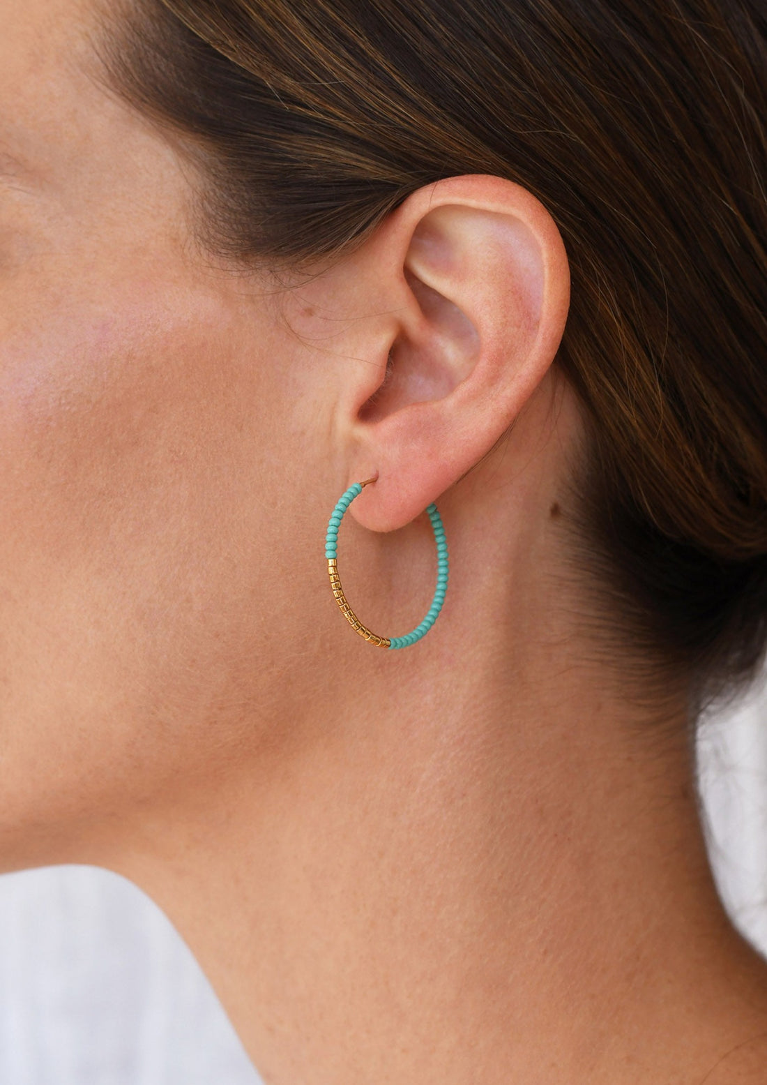 Small Hoop Earrings - TURQUOISE/GOLD