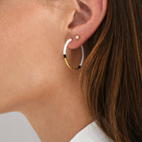 Small Hoop Earrings - WHITE/GOLD/BLACK
