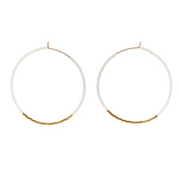 Large Hoop Earrings - WHITE/GOLD