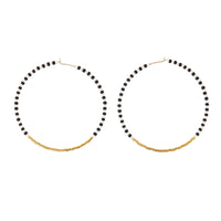 Large Zebra Hoop Earrings - BLACK/WHITE/GOLD