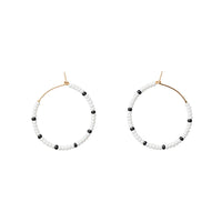 Small Hoop Earrings - WHITE/BLACK