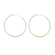 Large Zebra Hoop Earrings - GRAY/WHITE/GOLD